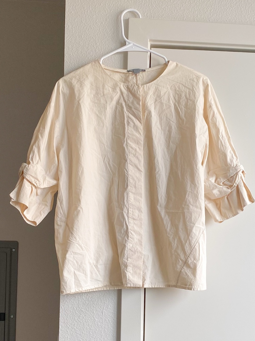 COS Cream Ribbon Sleeve Button up Blouse Size EU38/US8 Career Contemporary
